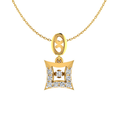 Concave Square Halo Gold Pendant