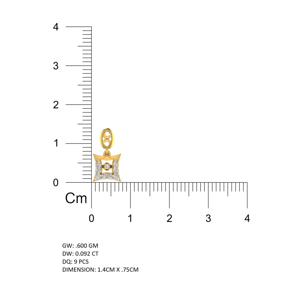 Concave Square Halo Gold Pendant