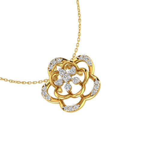 Layered Blossom Rosette Gold Pendant