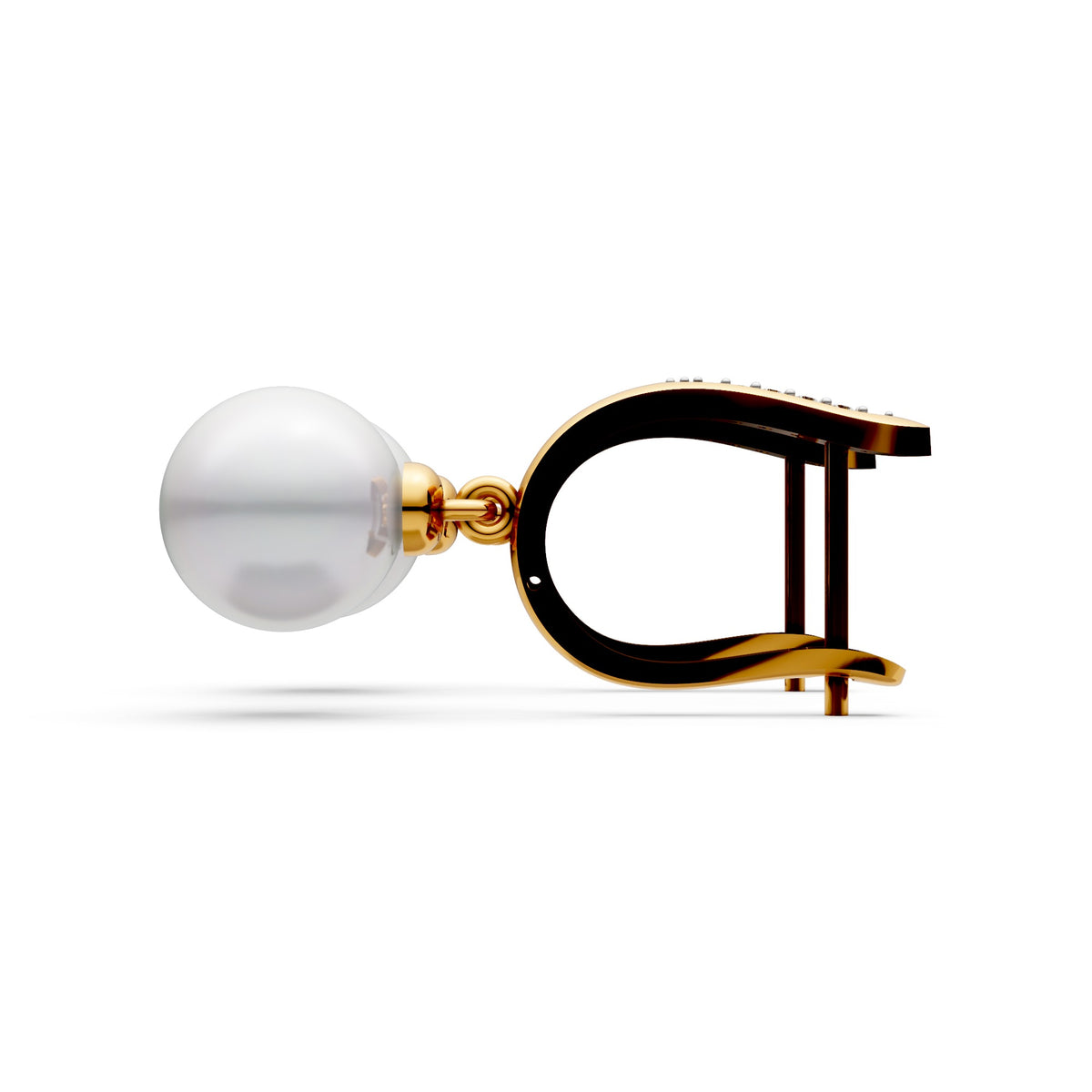 Pearl Leaf Diamond Drop Earrings