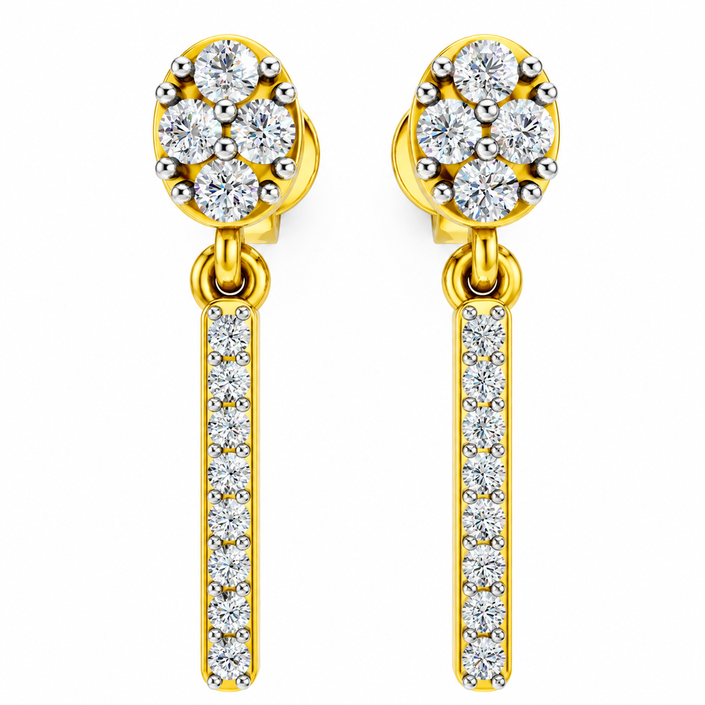 Floral Sparkle Diamond Bar Drop Earrings