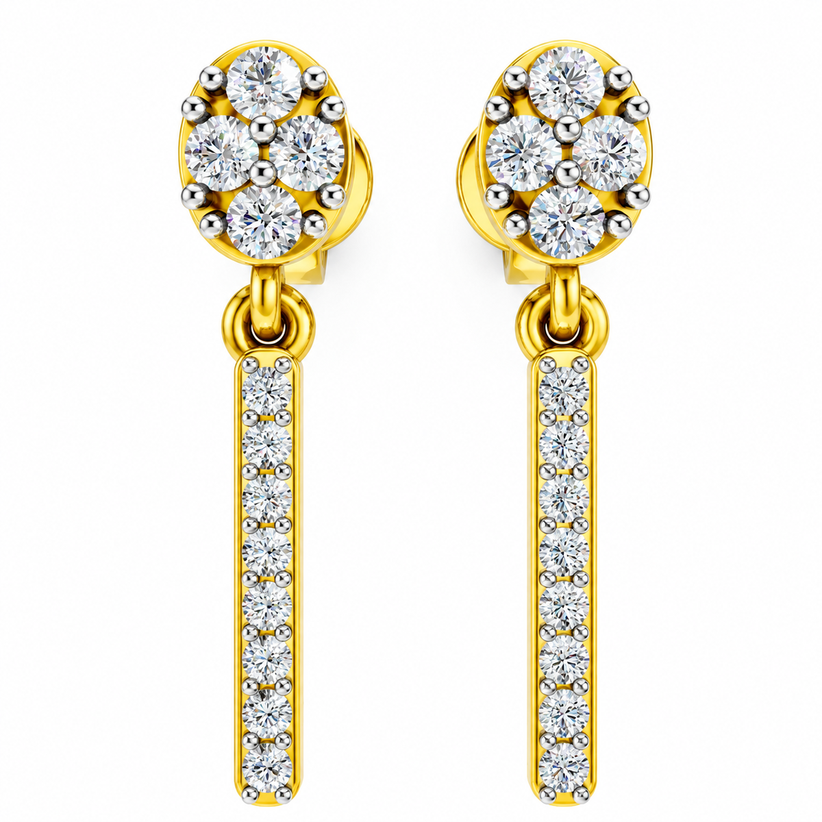 Floral Sparkle Diamond Bar Drop Earrings