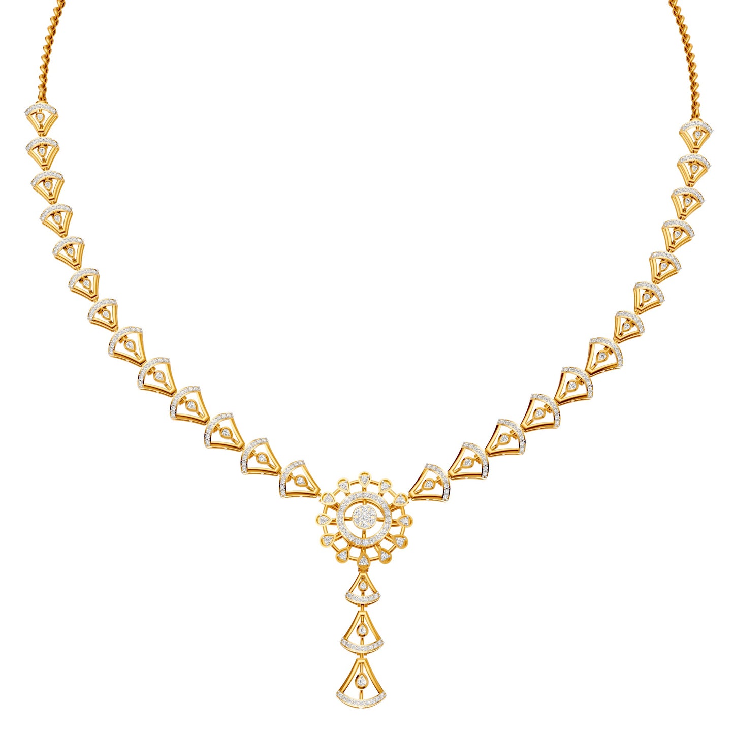 Radiant Fan Cascade Diamond Necklace