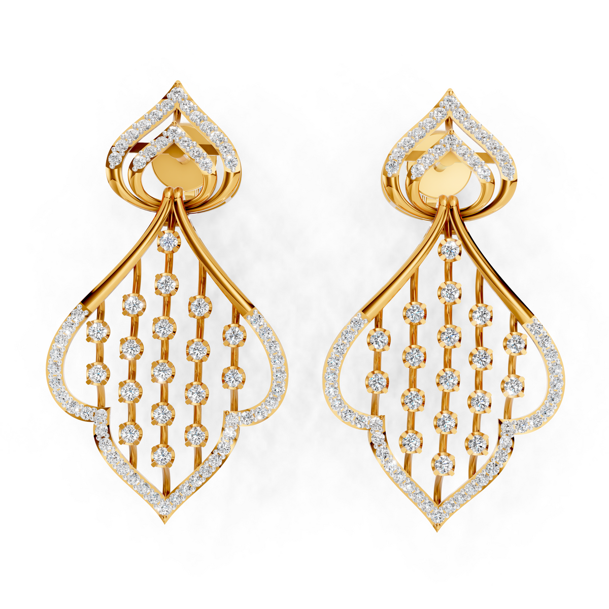 Diamond Cascade Leaf Earrings