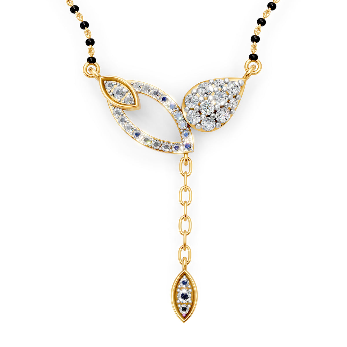 Twin Leaf Cascade Diamond Mangalsutra
