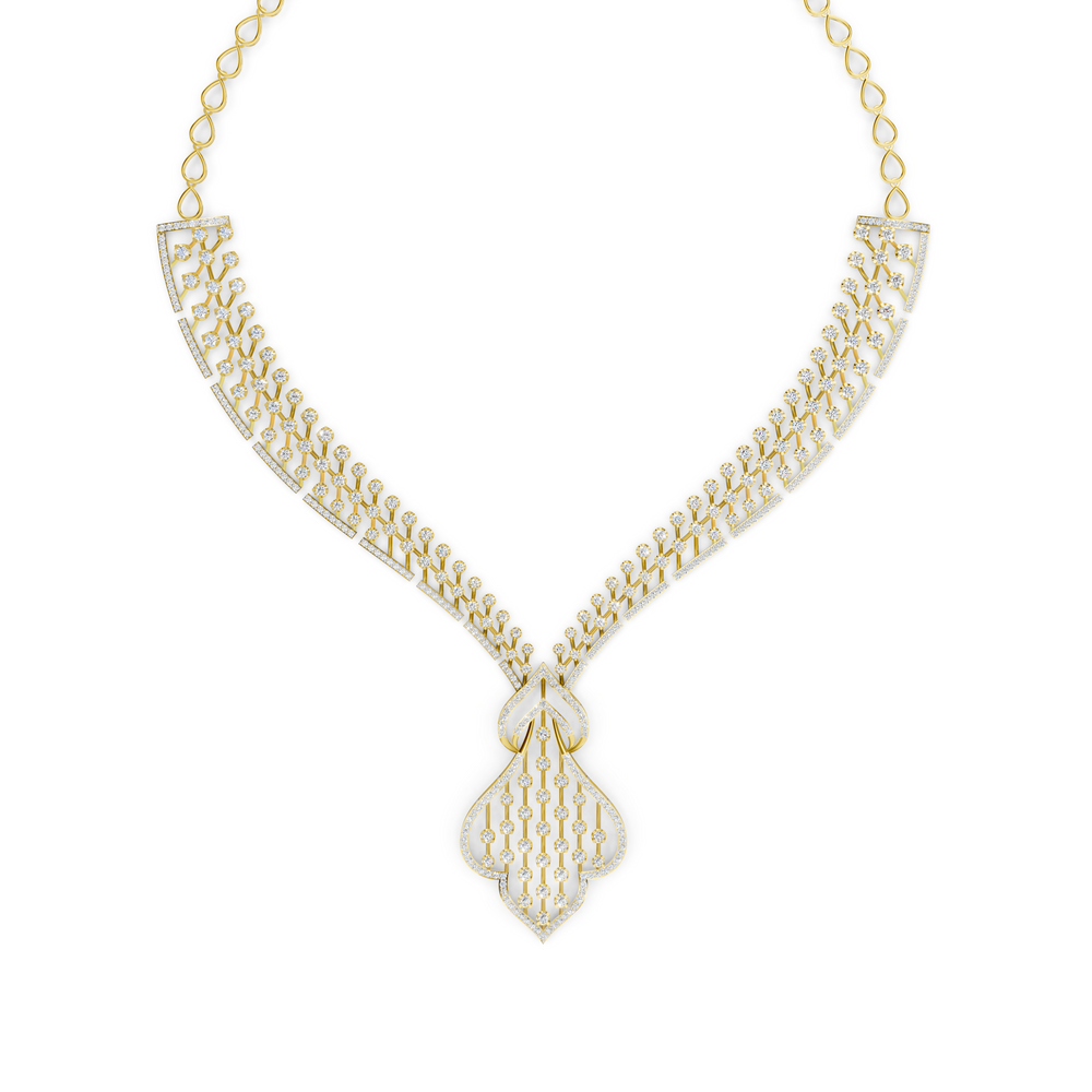 Two-Tone Diamond V-Shaped Necklace