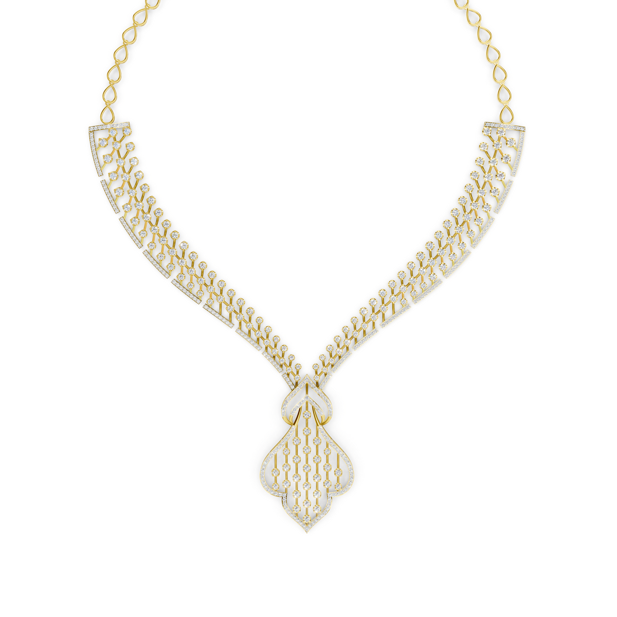 Two-Tone Diamond V-Shaped Necklace