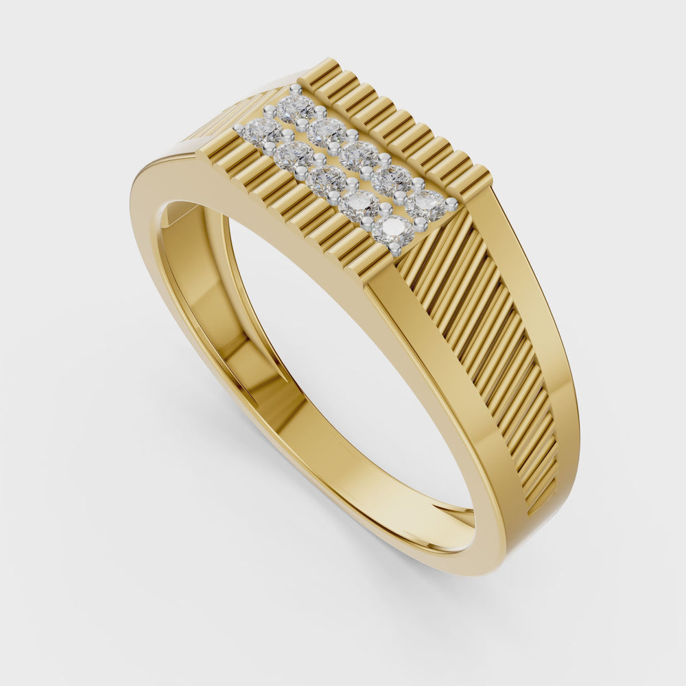 Royal Ribbed Diamond Gents Ring