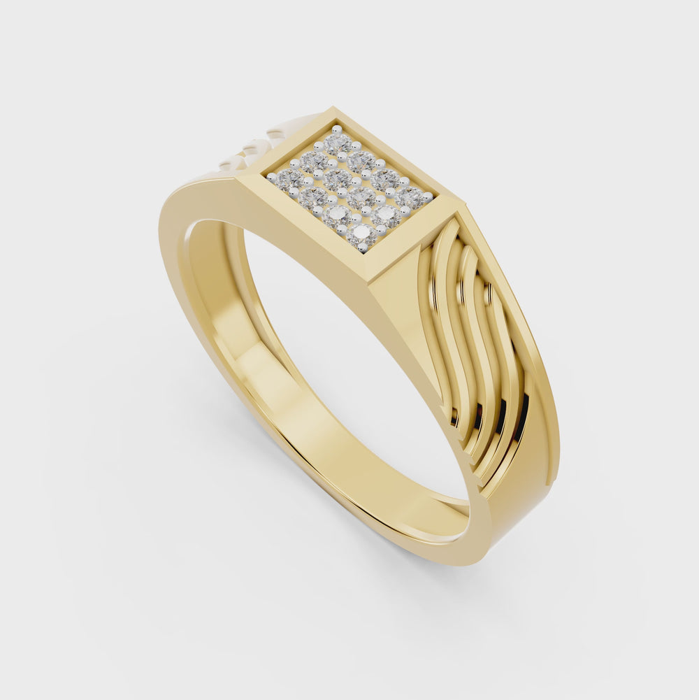 Royal Wave Grid Gents Ring