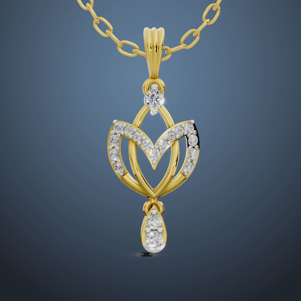 Golden Heartfall Diamond Pendant