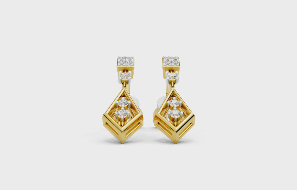Diamond Prism Drop Net Earrings