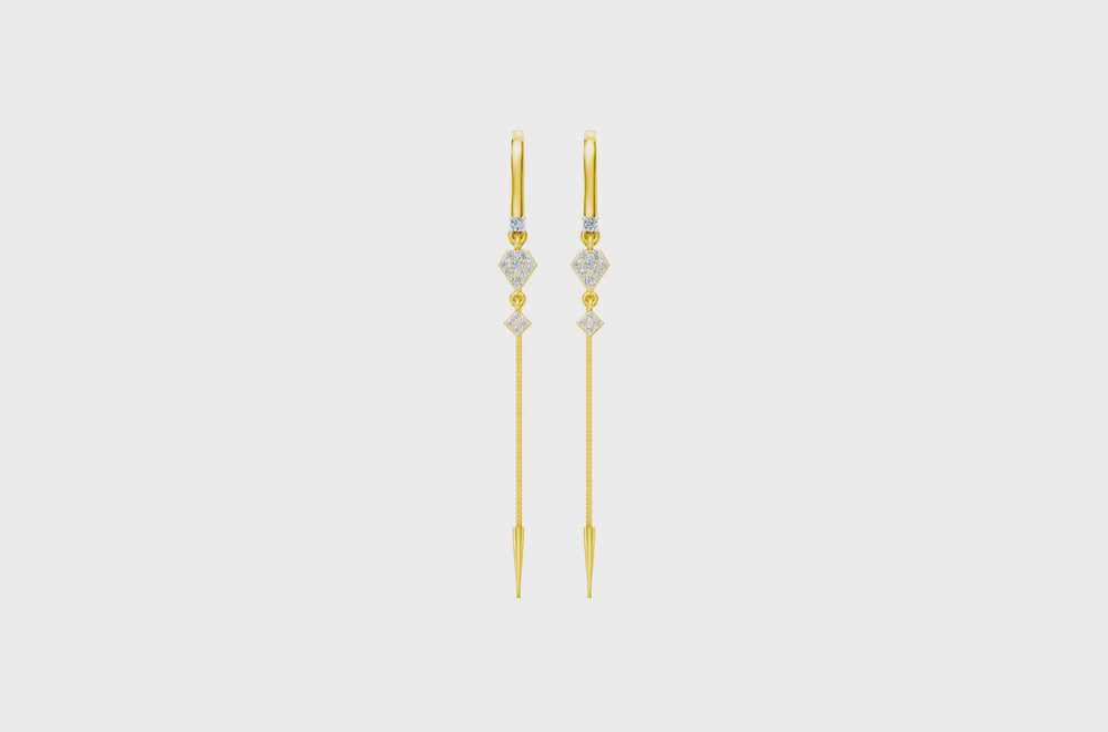 Geometric Grace Diamond Sui Dhaga Earrings