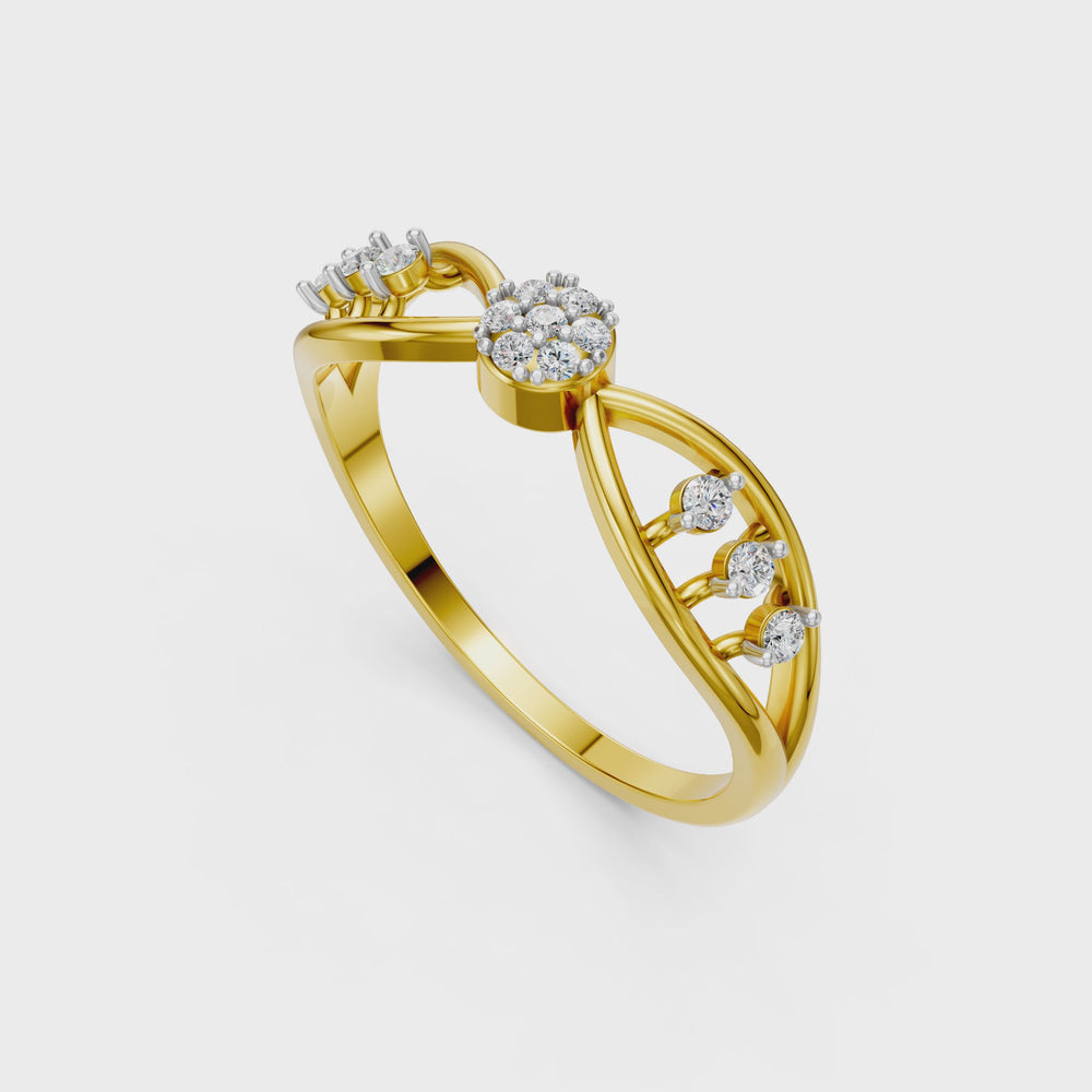 Graceful Leaf Bloom Diamond Ring