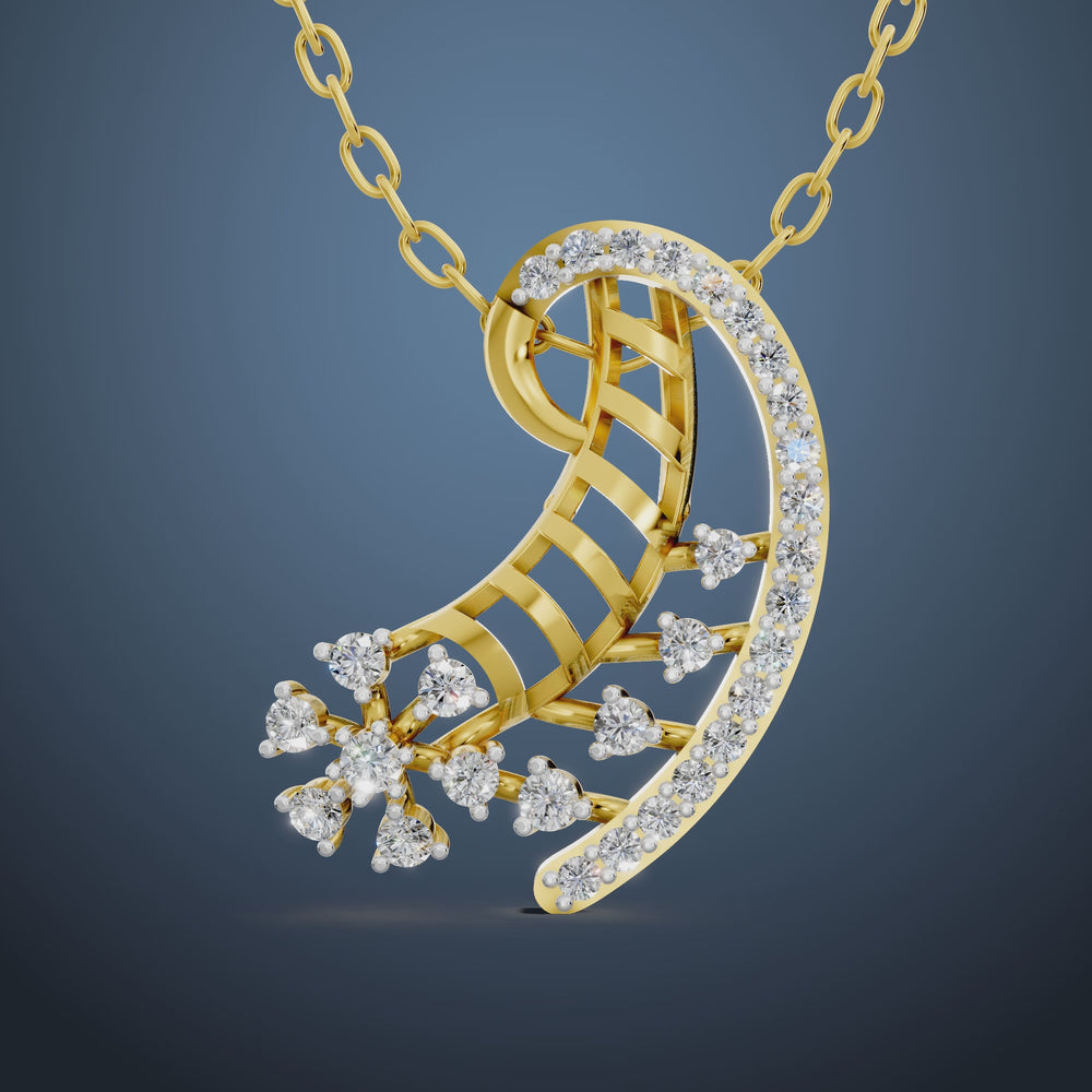 Diamond Blossom Arc Pendant