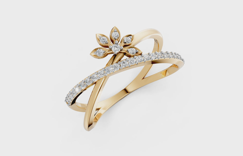 Diamond Blossom Cross Ring