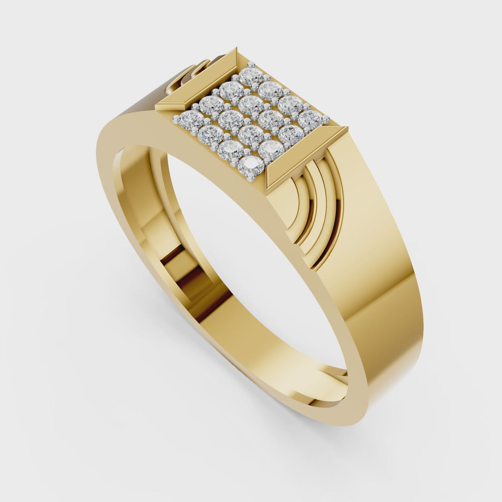 Diamond Grid Crest Gents Ring