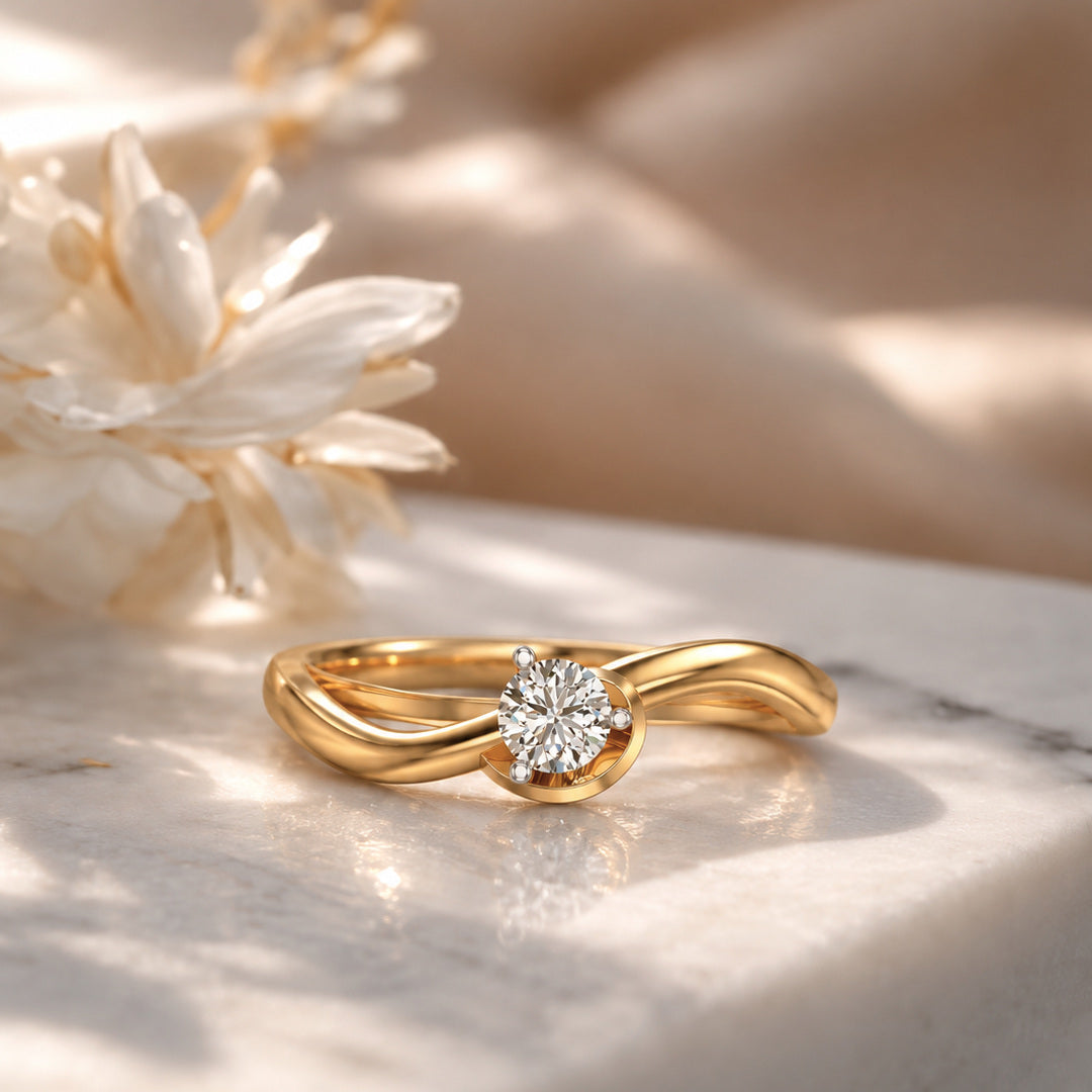 Heart Bypass Solitaire Engagement Ring