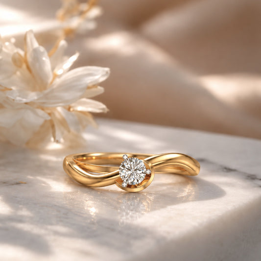 Heart Bypass Solitaire Engagement Ring