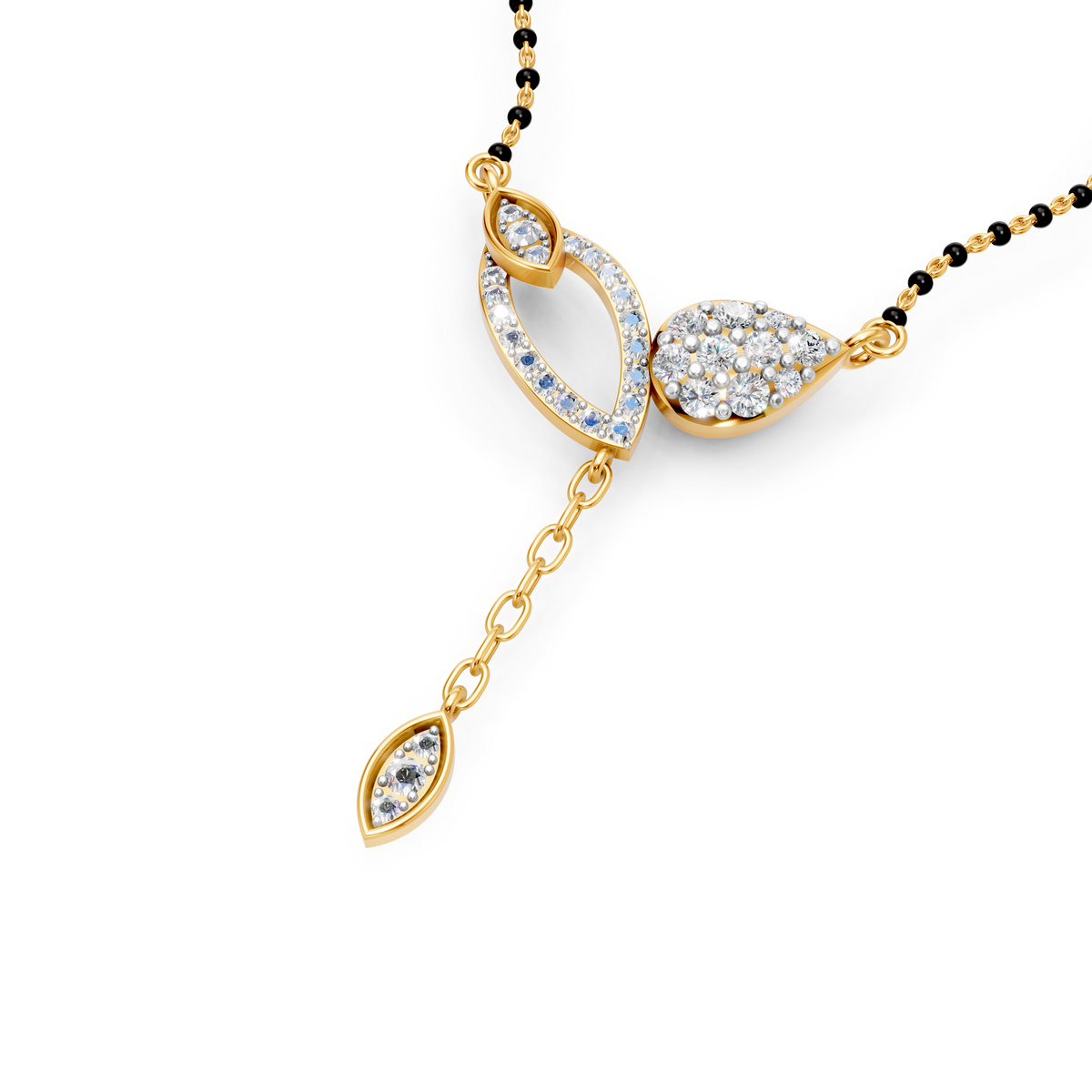 Twin Leaf Cascade Diamond Mangalsutra