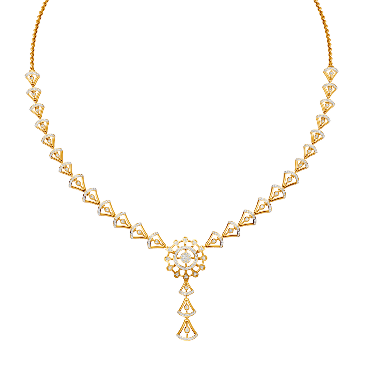 Radiant Fan Cascade Diamond Necklace